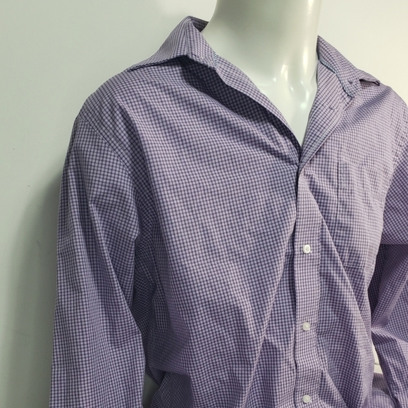 Haggar Purple Checked Collared Button Up - Picture 3 of 8